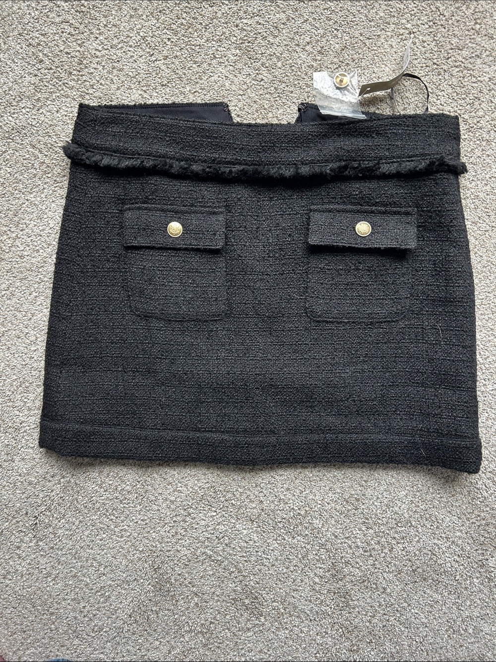 NWT JCrew Women’s Black Tweed Mini Skirt with Pocket Details